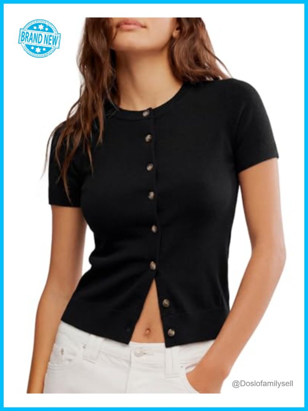 Silk Cashmere Blend Cardigan Short Sleeve Button Up Knit Crop Sweater